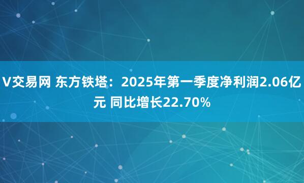 V交易网 东方铁塔：2025年第一季度净利润2.06亿元 同比增长22.70%